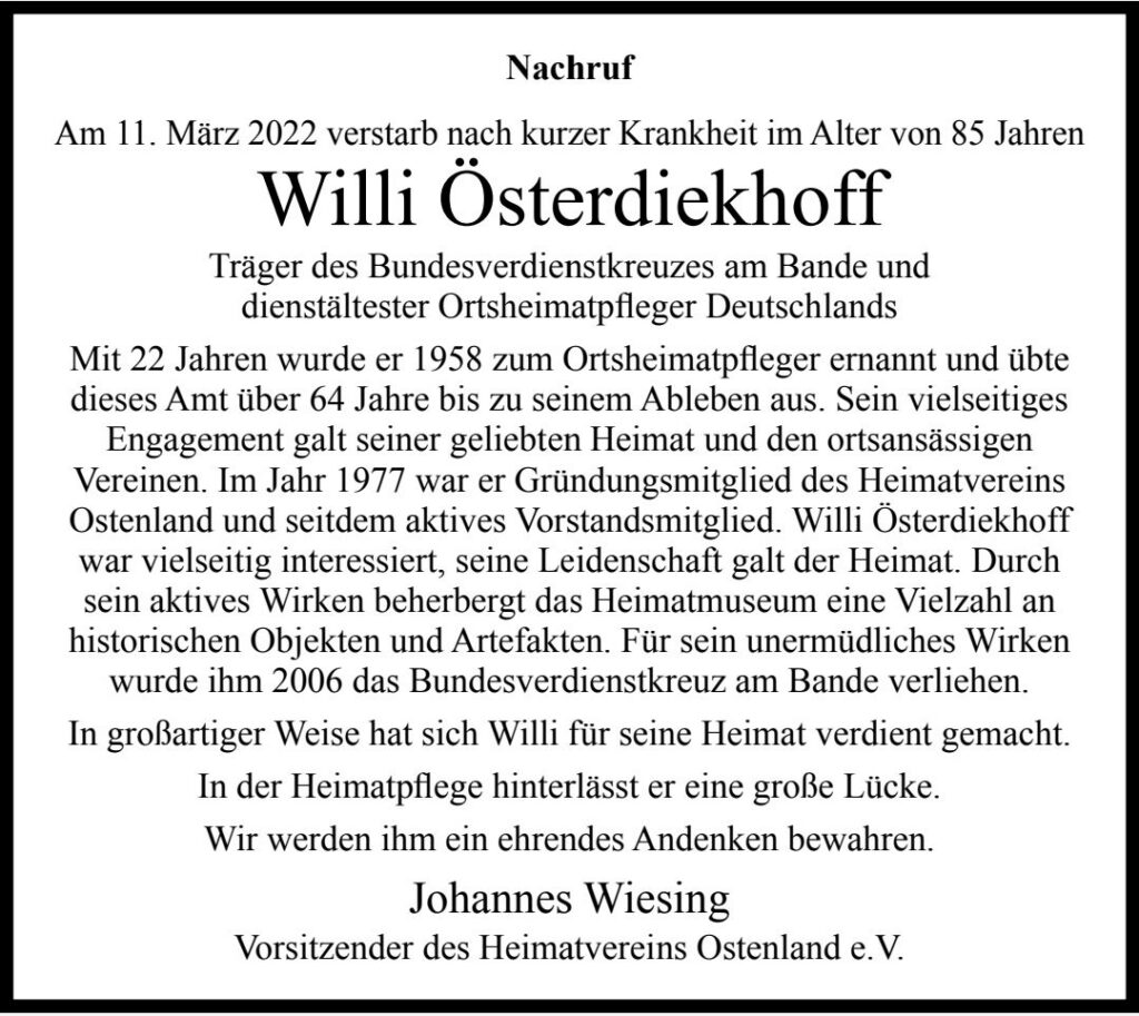Nachruf Willi Österdiekhoff